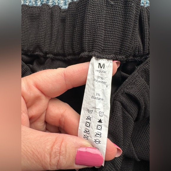 🔥Black Waffle Knit Wide Leg Pants - Picture 5 of 5